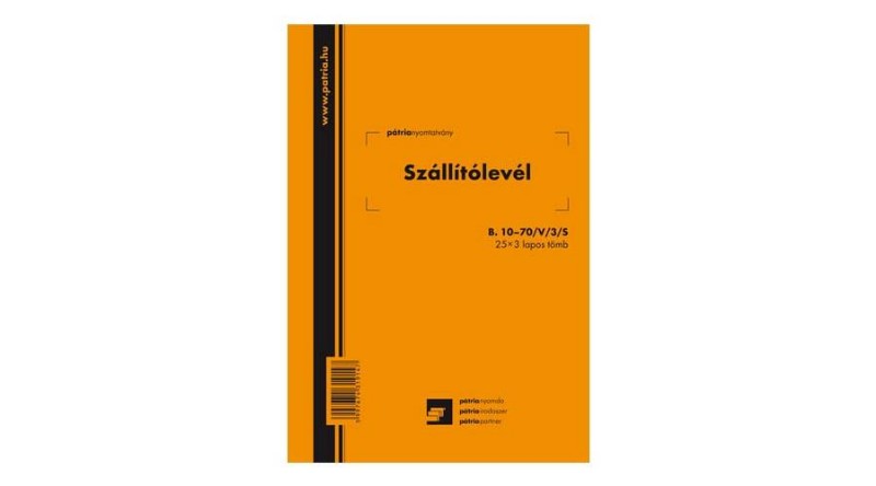 Szállítólevél 50x3 B.10-70/V