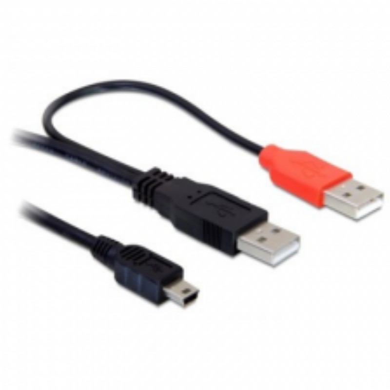 Kábel DeLock Kábel 2x USB 2.0-A male to USB mini 5pin 1m