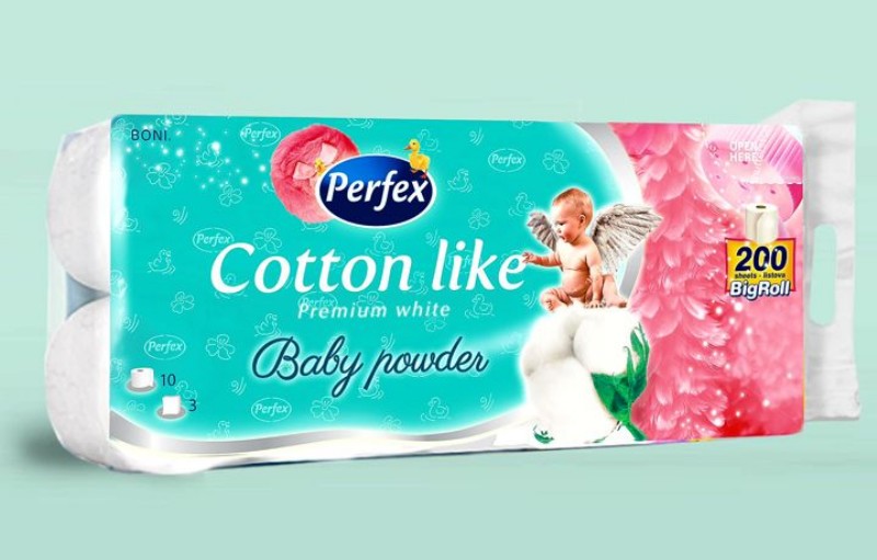 Eü. papír Perfex Baby Powder 10 db/csomag 3 réteg 200lap