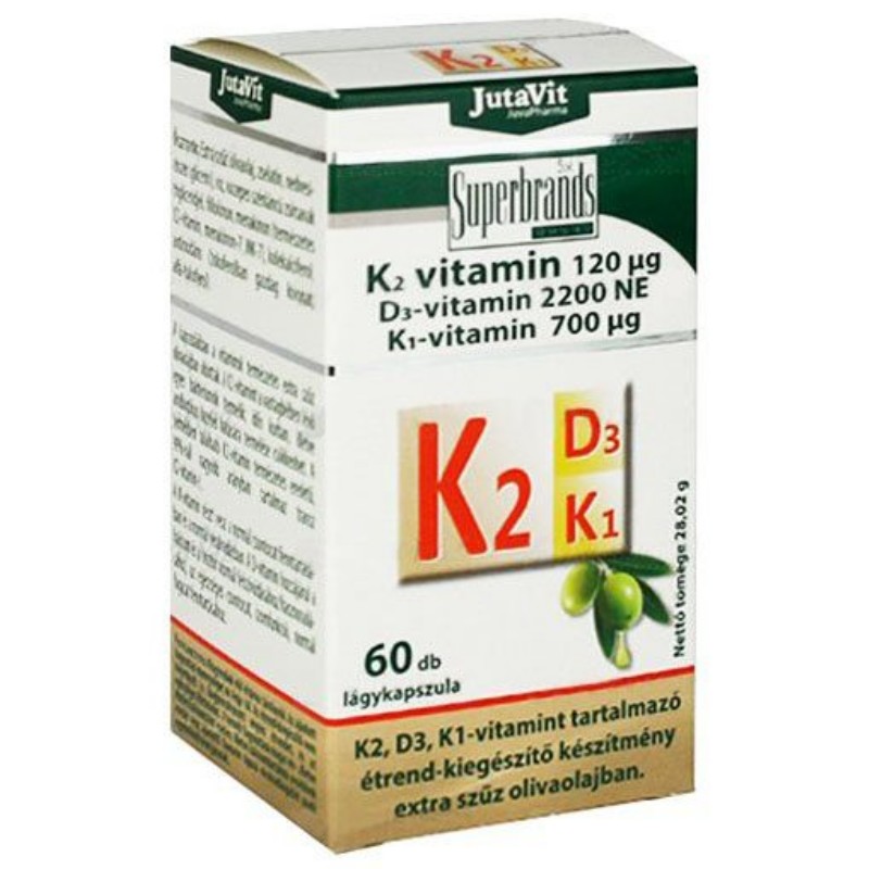 Vitamin JutaVit K2+D3+K1 vitamin lágyzselatin kapszula 60db