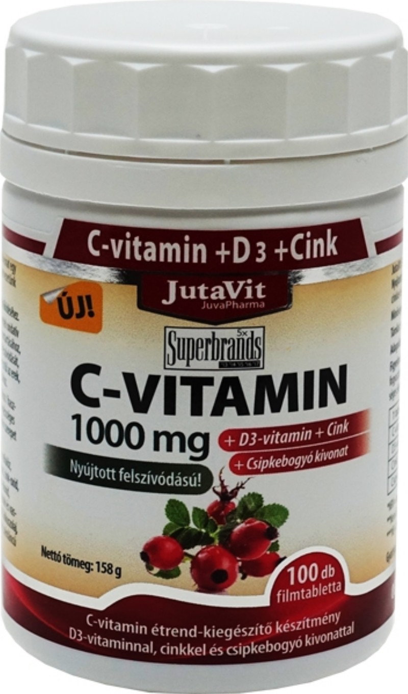 Vitamin JutaVit C-vitamin csipkebogyóval+D3+Cink 1000mg 100db