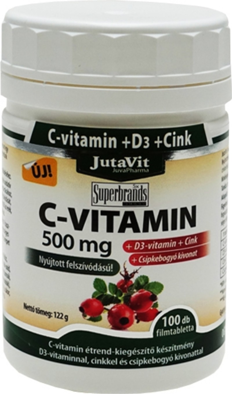 Vitamin JutaVit C-vitamin Retard csipkeb.+D3+Cink 500mg 100db