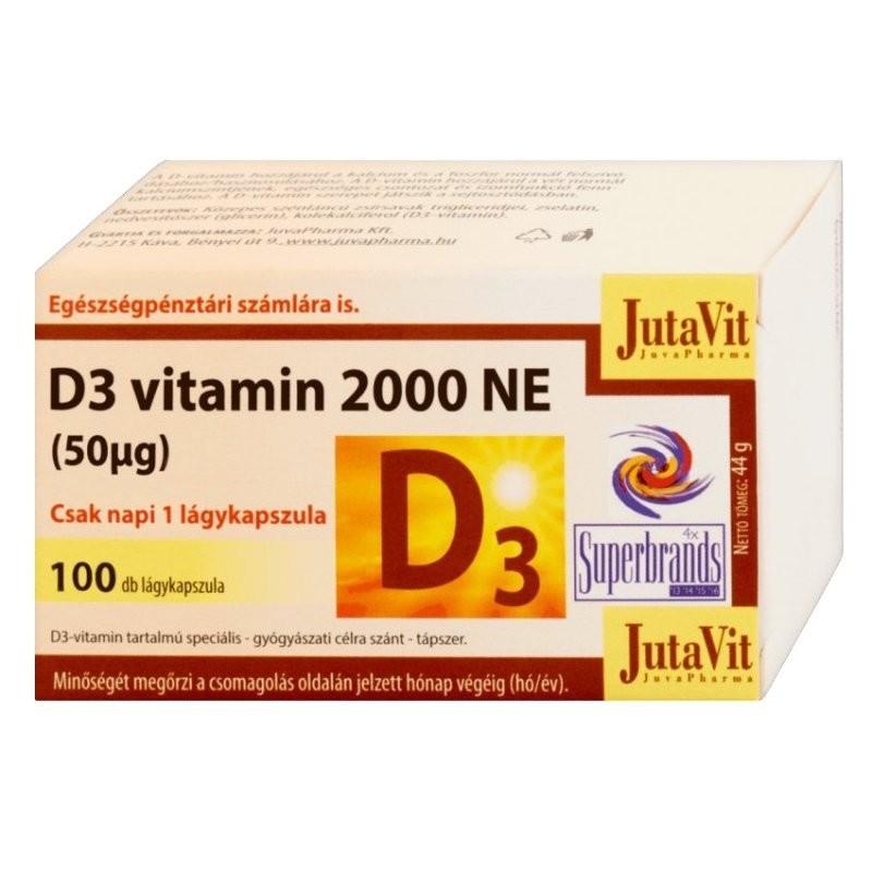 Vitamin JutaVit D3-vitamin 2000NE lágykapszula 100db