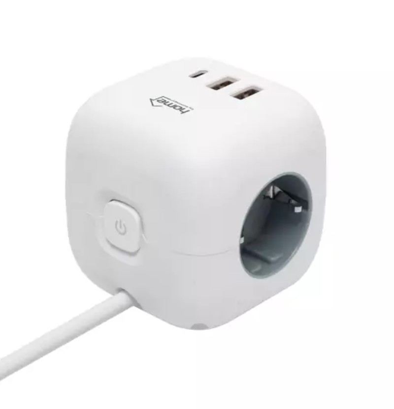 Elosztó Gömb 3 foglalattal USB 1,5m 3G