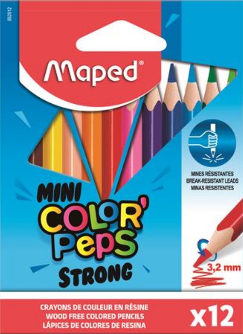 Színesceruza készlet Maped háromszögletű 12db MIni Strong
