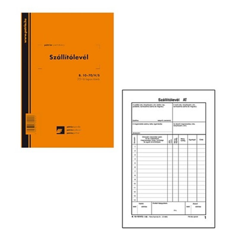 Szállítólevél 25x6 lapos A/5 álló Pátria