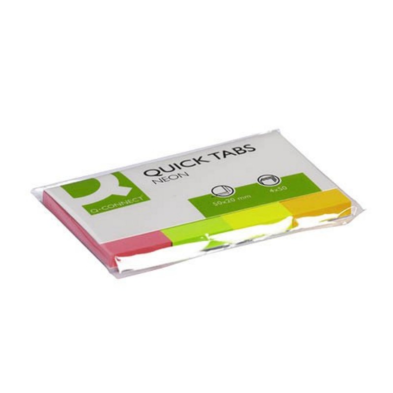 Oldaljelölő Q-Connect 20x50mm 4x50lap neon színek