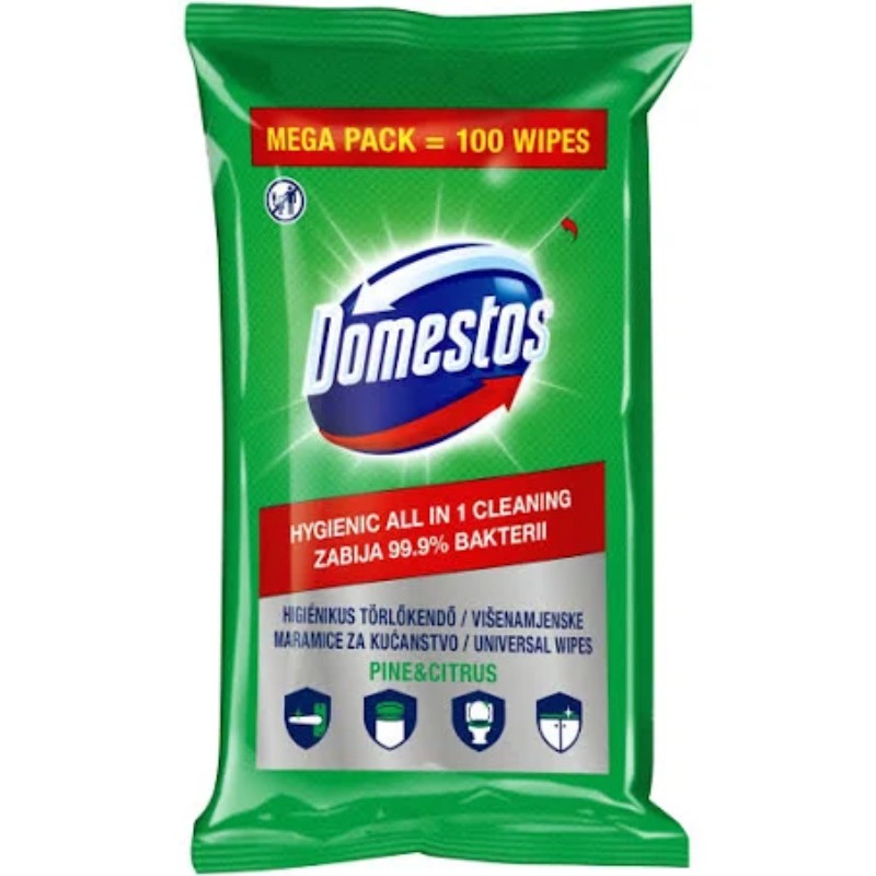 Nedves törlőkendő  Domestos pine 100db/cs