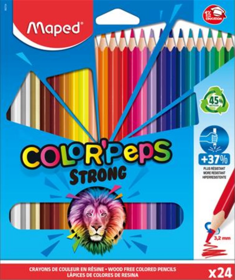 Színes ceruza készlet Maped háromszögletű 24 szín Strong