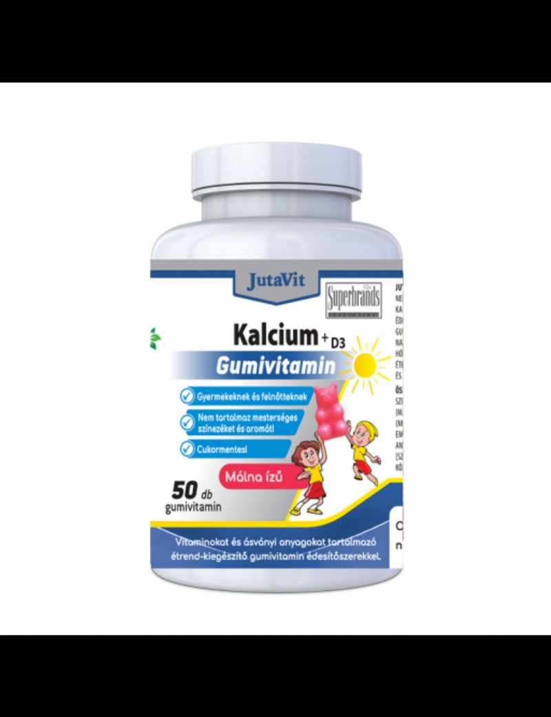 Vitamin JutaVit D3-vitamin Gumi málna ízű cukormentes 50db