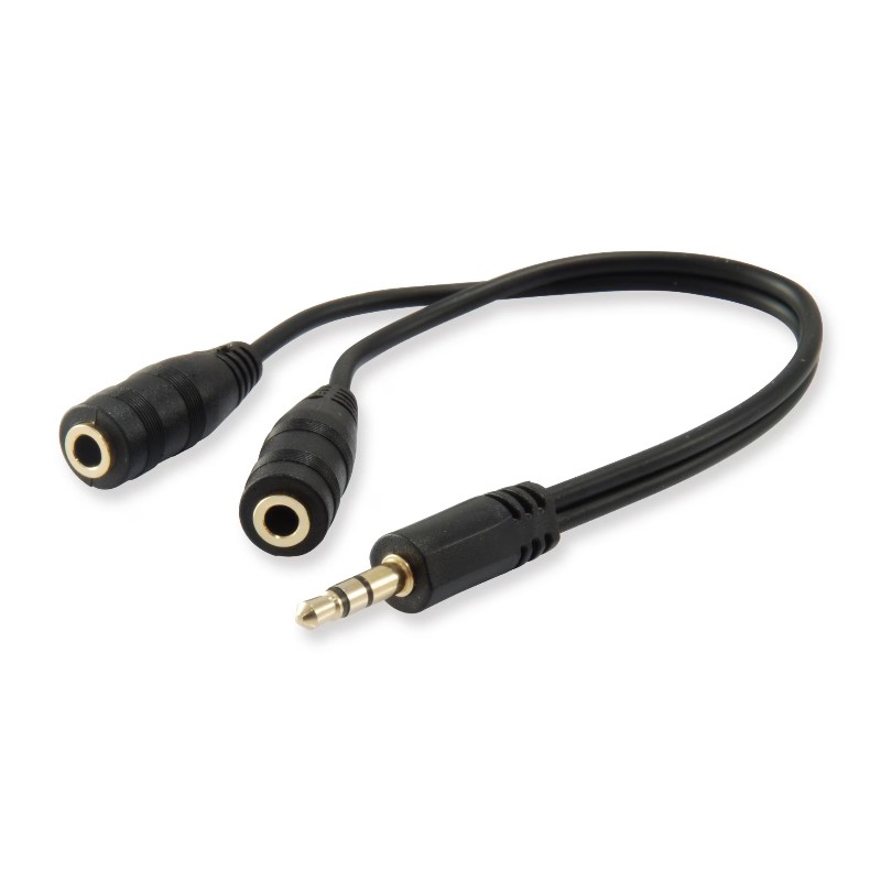 Kábel Equip audio 3,5mm Jack, 2x bemenet, 1x kimenet fekete