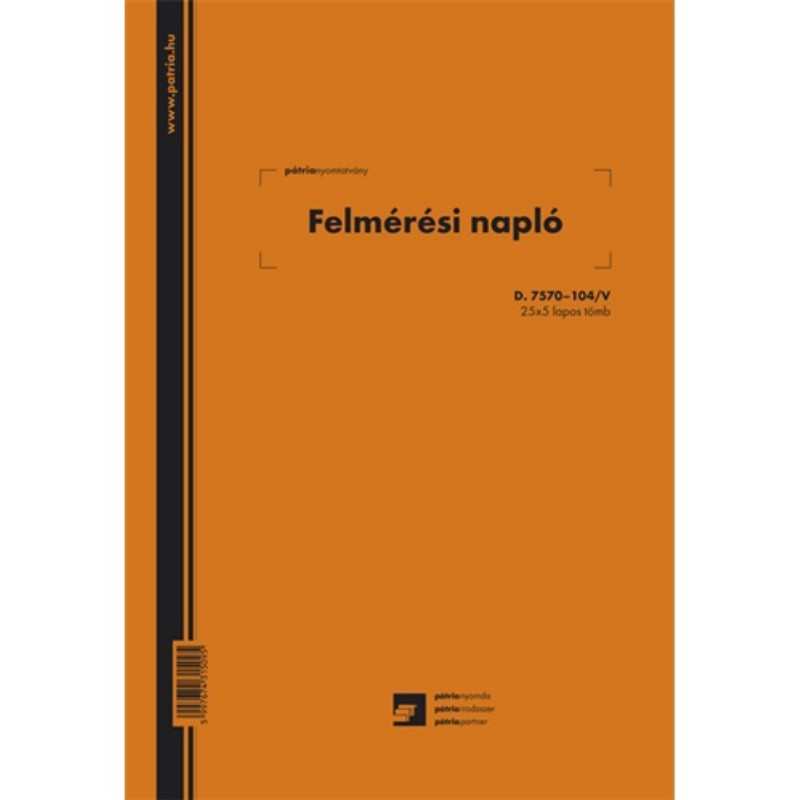 Felmérési napló Pátria 25x5 lapos D.7570-104/V