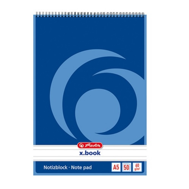 Jegyzettömb Herlitz A/5 Spirálos 50 lap Vonalas