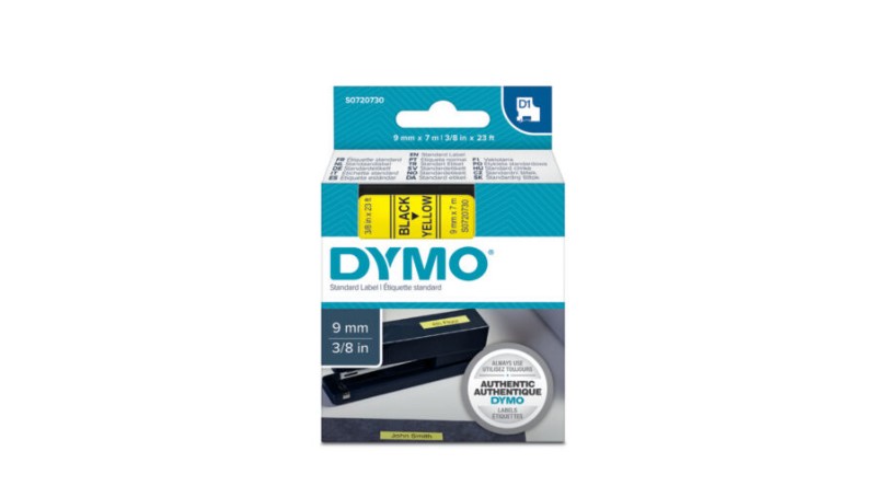 Dymo D1 kazetta 9mm x 7m fekete/sárga S0720730