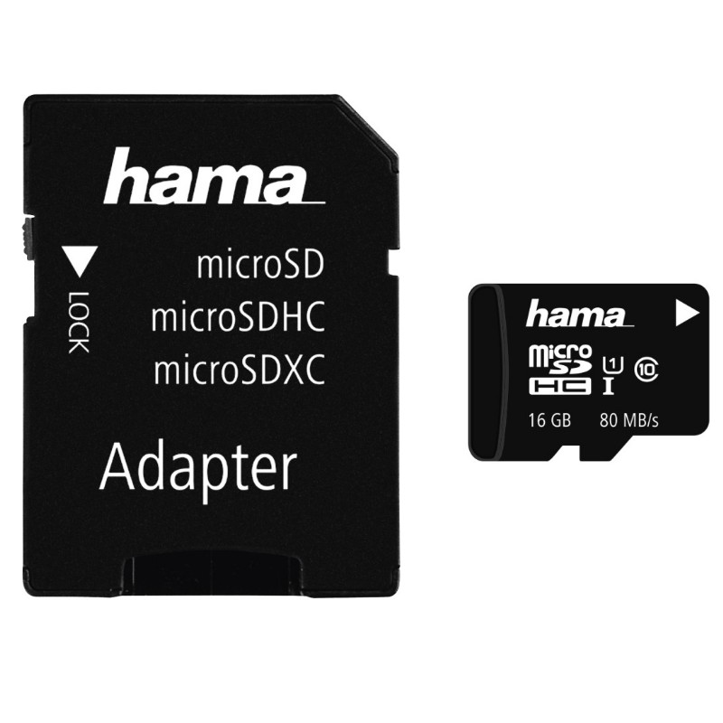 Memóriakártya Hama 16GB microSDHC Class 10 UHS-I+adapt.