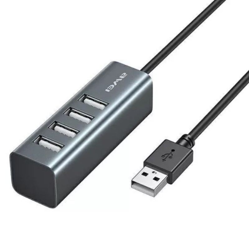 USB Hub AWEI CL-122 4 USB aljzat 75cm Fekete