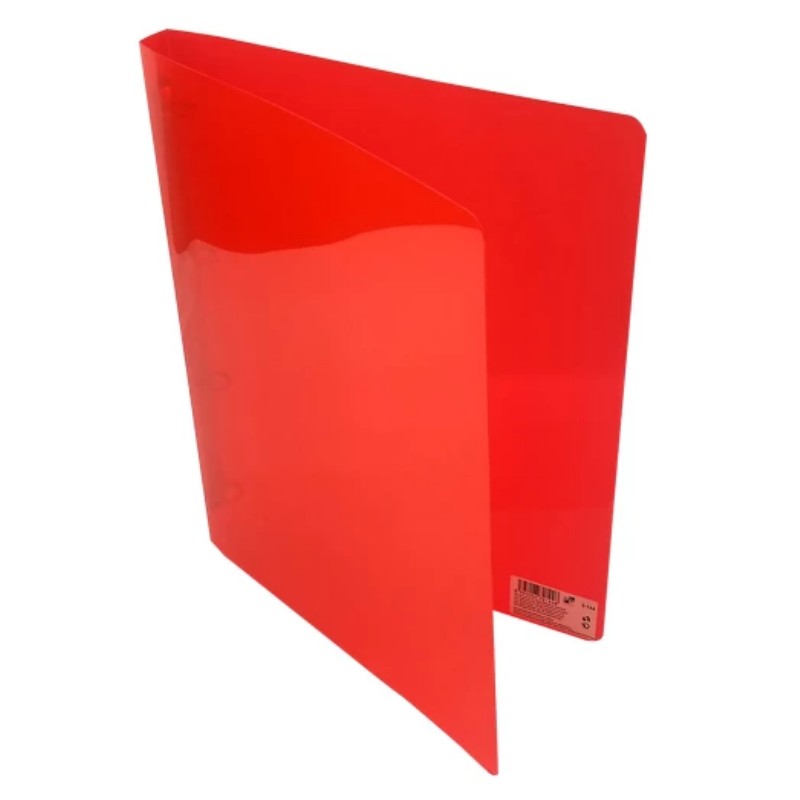 Gyűrűskönyv A/4 PP 4 gyűrűs 20mm átlátszó piros