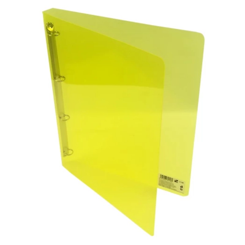 Gyűrűskönyv A/4 PP 4 gyűrűs 20mm átlátszó sárga