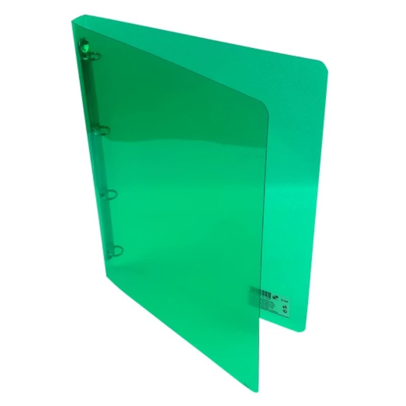 Gyűrűskönyv A/4 PP 4 gyűrűs 20mm átlátszó zöld