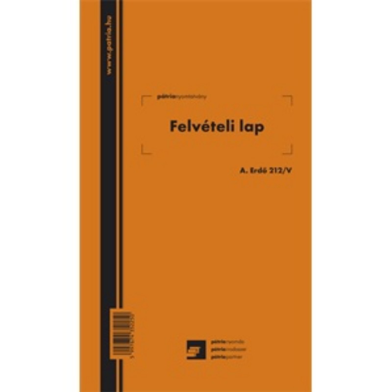 Felvételi lap erdőgazdálkodási 50x2 lapos A.Erdo.212/V