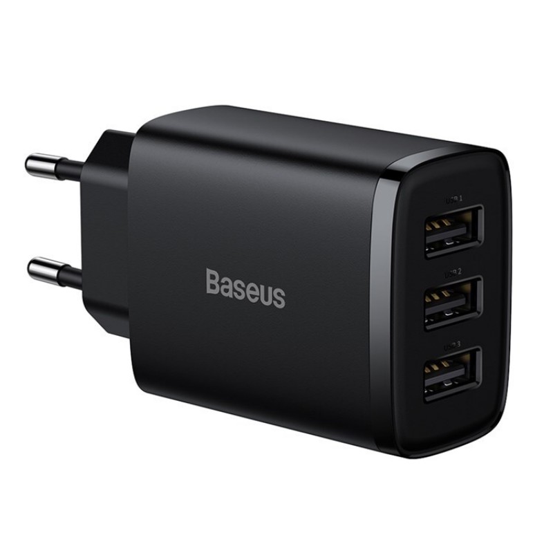 Hálózati töltő Baseus USB+Type-C aljzat 100W fekete