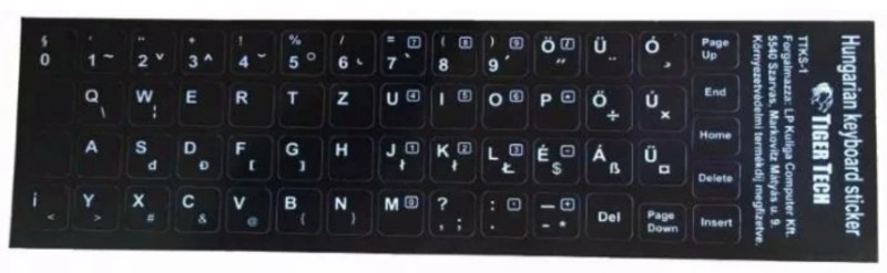 Billentyűzet matrica Tigertech fehér betű fekete alap