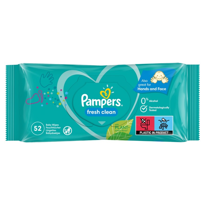 Nedves törlőkendő Pampers Fresh Clean 52 db