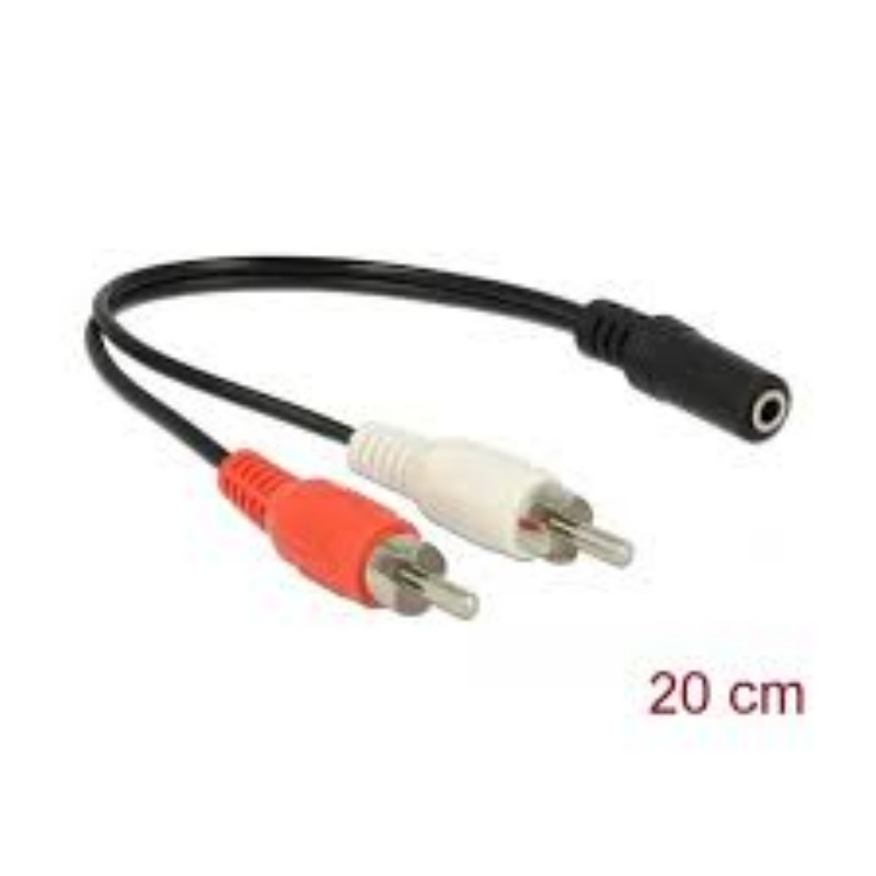 Kábel DeLock Audio Cable 2x RCA male to 1 x 3.5mm 3pin Stereo Jack 20cm