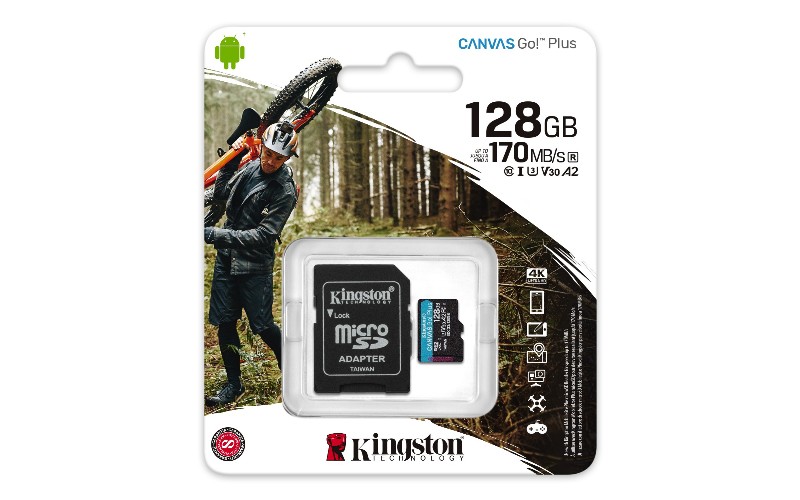 Memóriakártya Kingston 128GB Canvas Go Plus UHS-I U3 V30