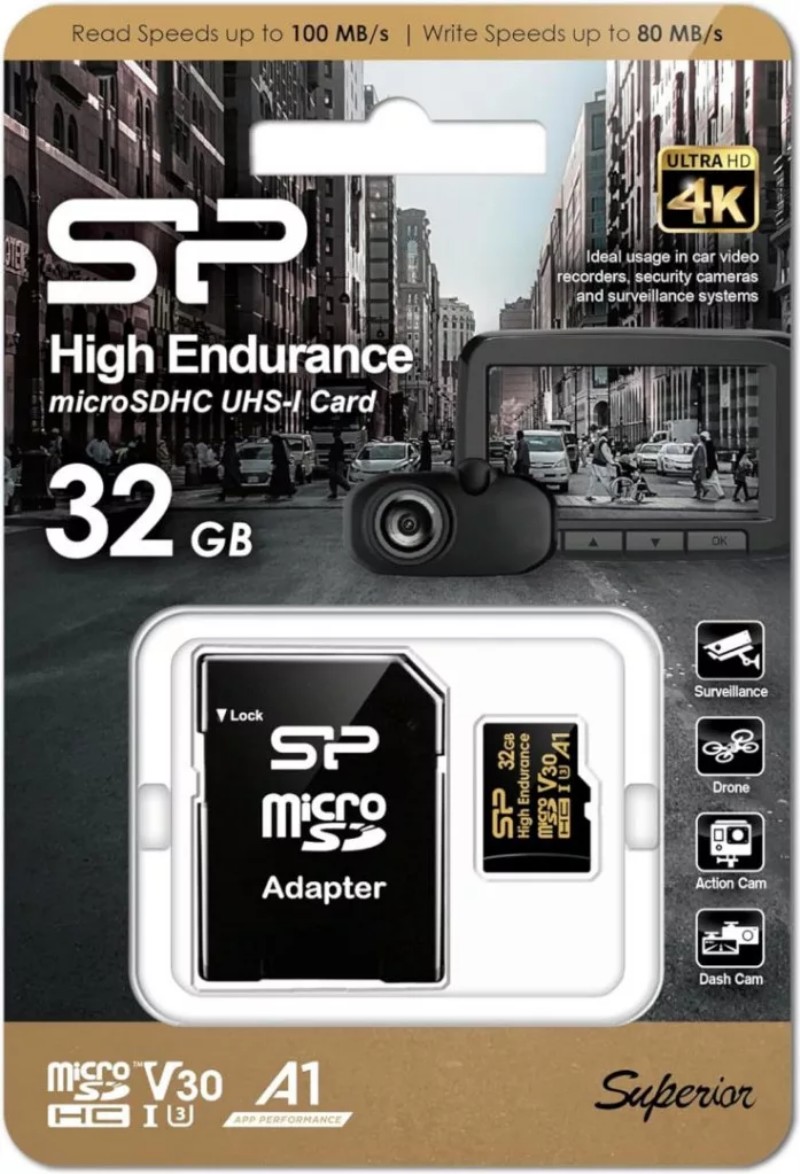 Memóriakártya Silicon Power 32GB microSDHC Gold Series High Endurance Class 10 UHS-I U3 V30