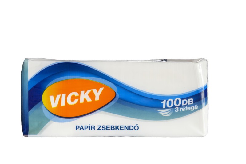 Papírzsebkendő Vicky 3 rétegű 100db/csomag