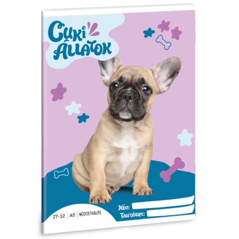 Füzet Ars Una A/5 27-32 kockás Cuki Francia bulldog