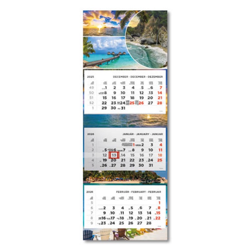 Naptár fali speditőr Toptimer 2026 T080 3 részes Beach