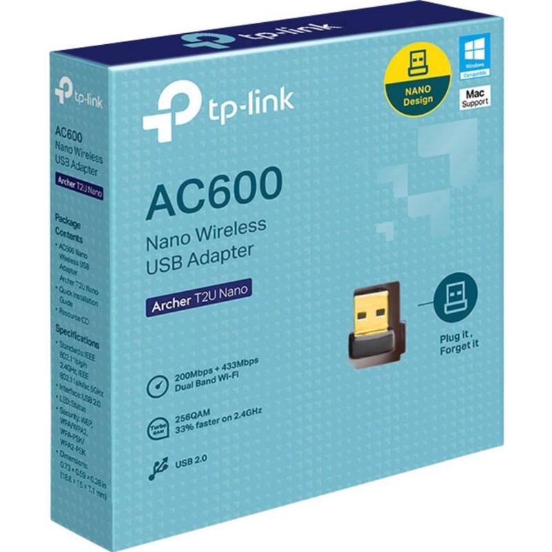 Hálózati kártya TP-LINK Archer T2U Nano WLAN adapter USB 2.0 600 MBit/s