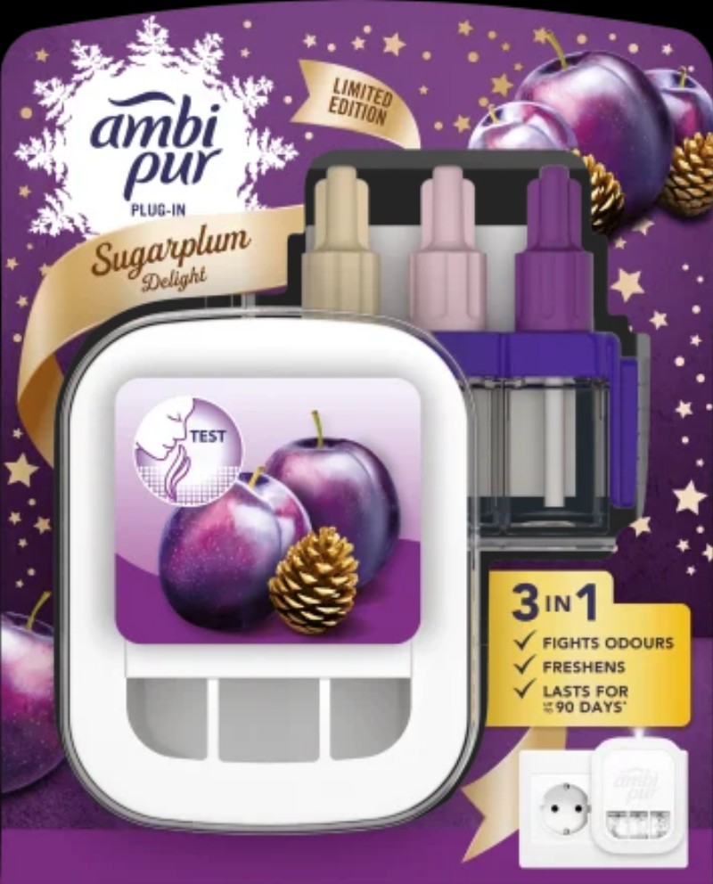 Légfrissítő Ambipur 3 volution készülék+utántöltő 20ml Sugarplum