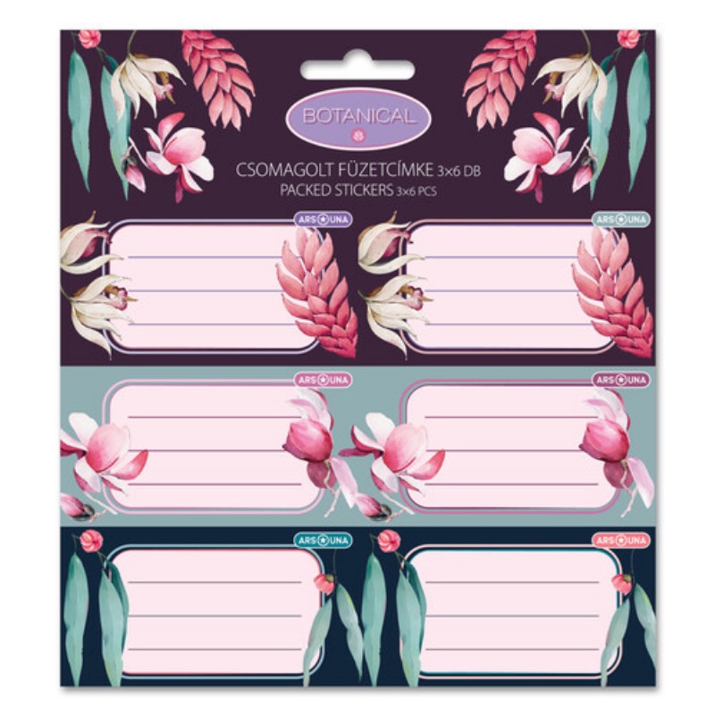 Füzetcímke Ars Una Botanicals-mix 3x6 db