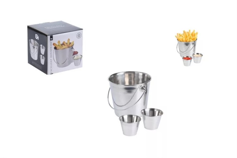 Tálaló Vödör 3db/csomag Fém Snack