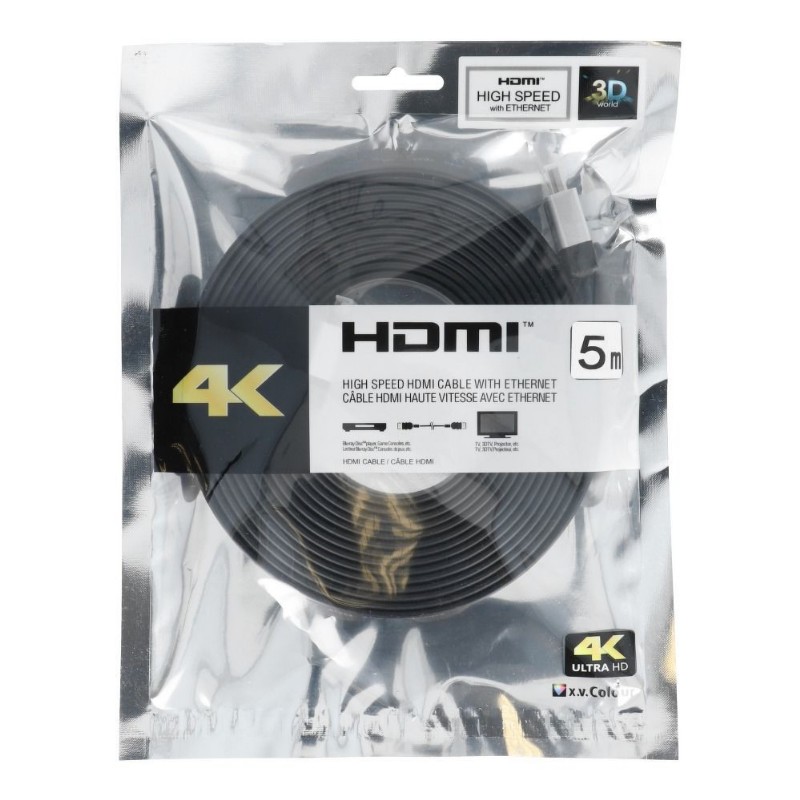 Kábel HDMI kábel lapos 5 méter fekete