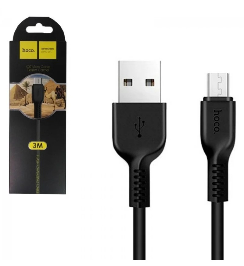 Kábel Hoco X20 microUSB kábel, 2A, 3m, fekete