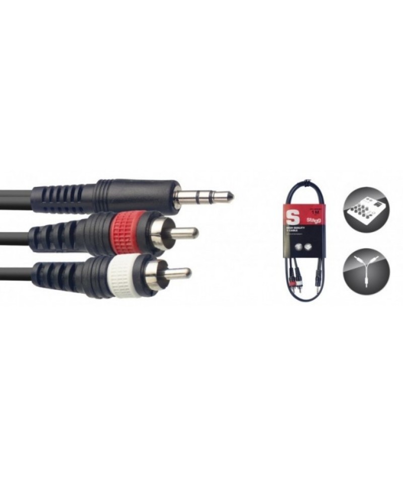 Kábel STAGG 2xRCA to 3,5mm jack SYC1/MPS2CM E 1m