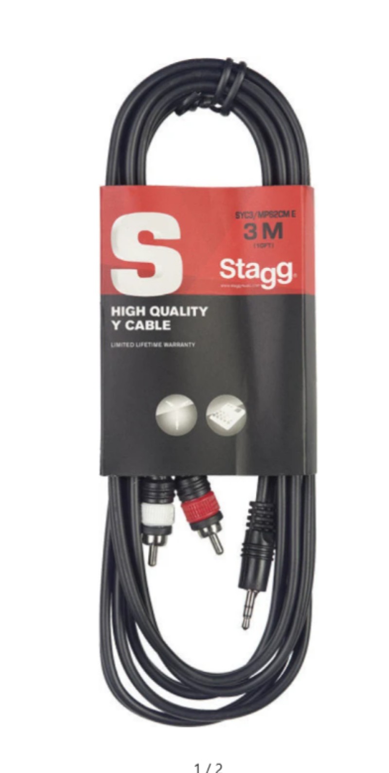 Kábel STAGG 2xRCA to 3,5mm jack SYC3/MPS2CM E 3 m