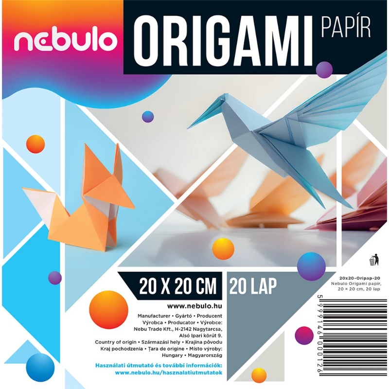 Origami lapok 20x20cm 20lap
