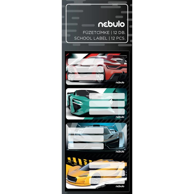 Füzetcímke Nebulo 12db /csomag Sportautó