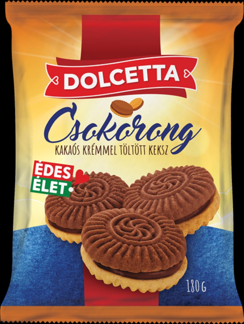 Csoki Dolcetta Csokorong 180g Töltött keksz