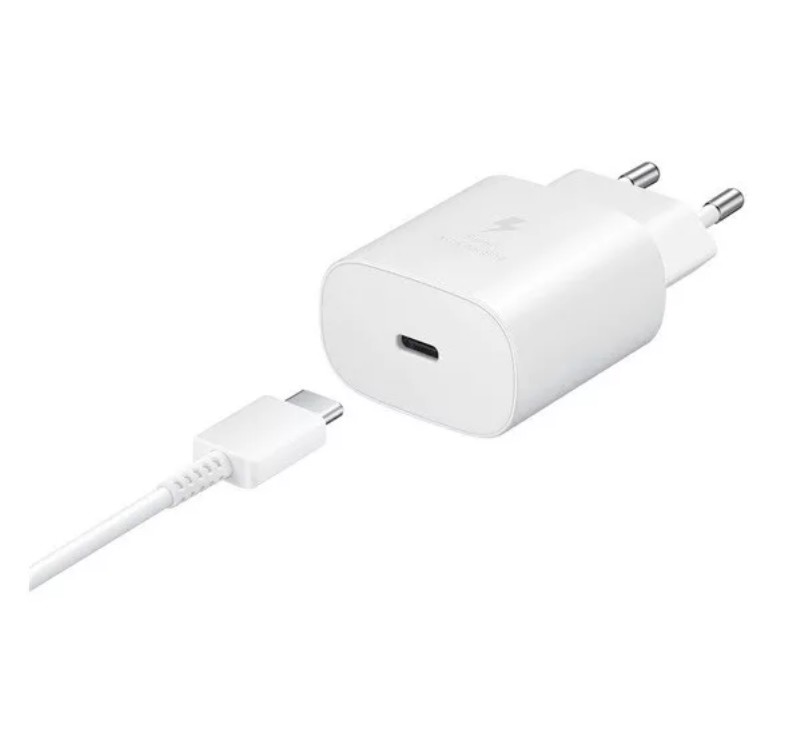 Hálózati töltő Samsung 25W PD gyorstöltő + USB-C kábel Fehér