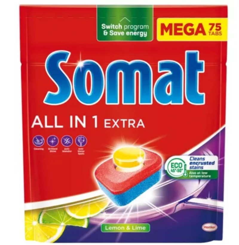 Mosogatógép tabletta Somat 75db All in 1 Extra Lemon&Lime