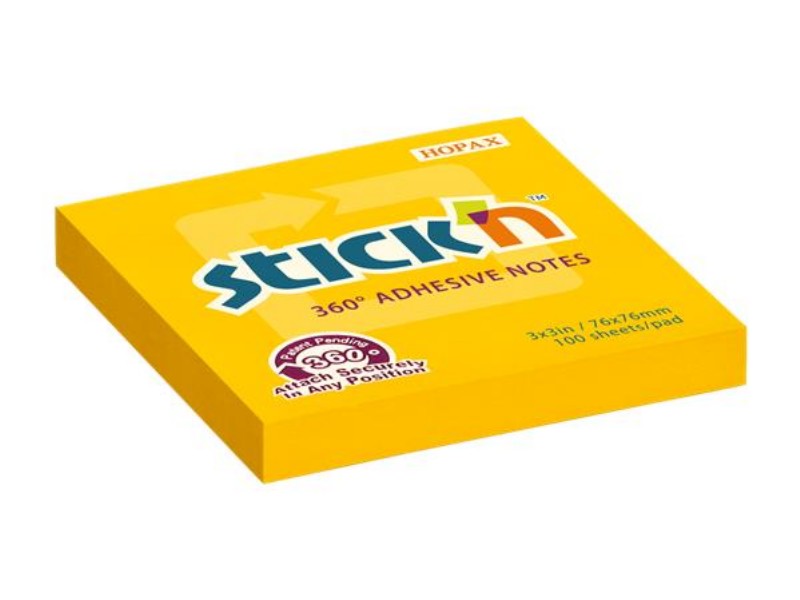 Jegyzettömb öntapadós Stick'n 76x127mm 100lap narancs