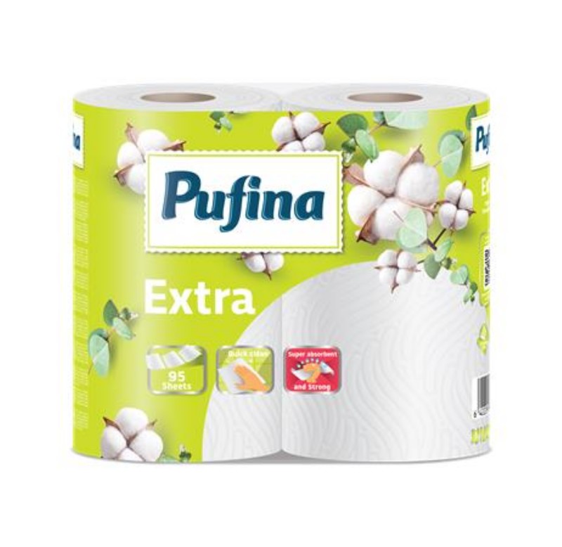 Papírtörlő Pufina 2 tekercs/csomag 2 rétegű 95 lap