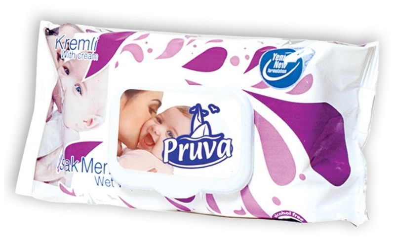 Nedves törlőkendő Pruva 72 db Krémes