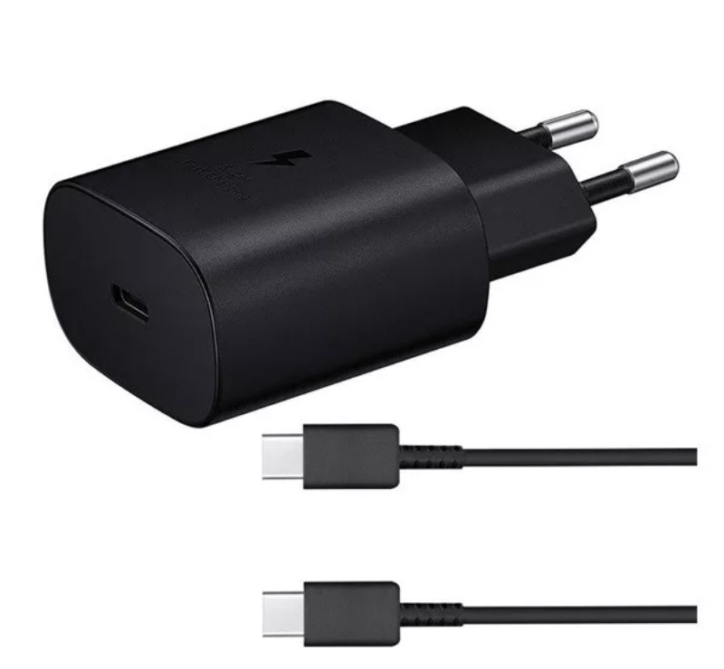 Hálózati töltő Samsung 25W PD gyorstöltő + USB-C kábel Fekete